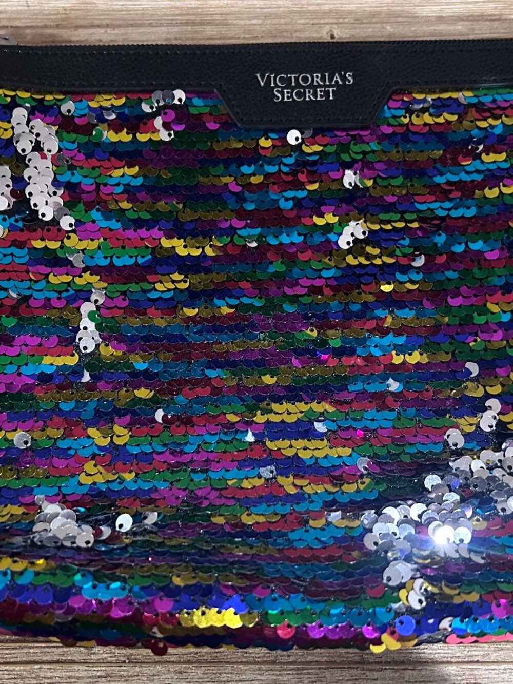 Victoria Secret Sequin Muti coloured Sequin Clutch Zipper Closure